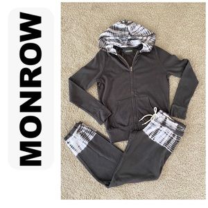 Monrow dark charcoal grey and white tie dye set!